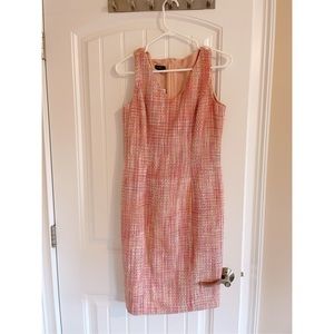 Talbots pink v neck tweed sheath dress